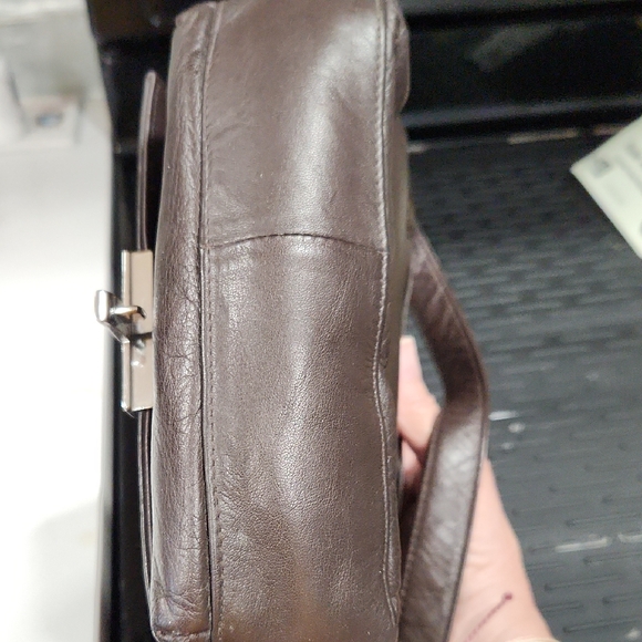 Perlina Chocolate Brown Leather Crossbody with Silver-Tone Lock - Picture 7 of 11